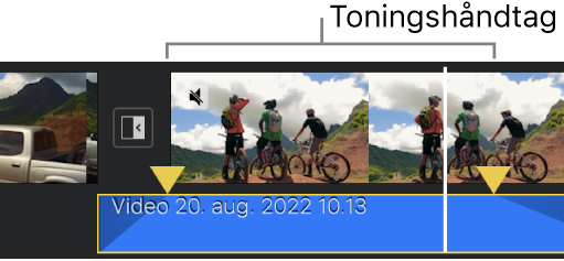Toningshåndtag i et lydklip på tidslinjen.