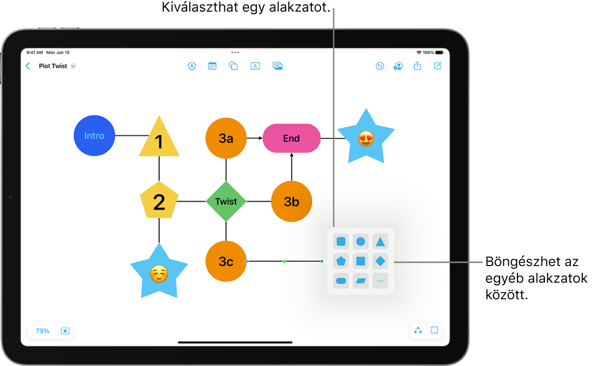 Egy diagram kerül hozzáadásra új alakzattal.