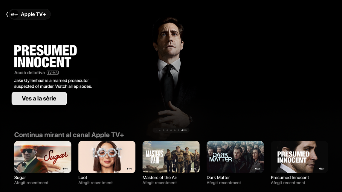 Pantalla en la qual es mostra l’Apple TV+