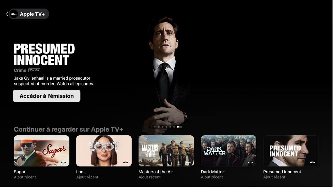 Écran qui affiche Apple TV+