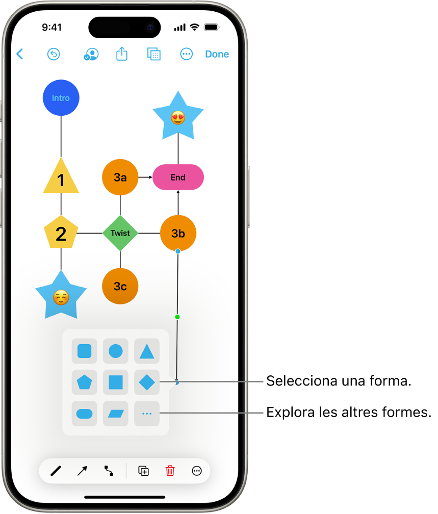 Un diagrama en què se li afegeix una forma nova.