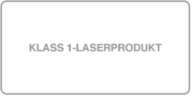 En etikett med texten ”Klass 1-laserprodukt”.