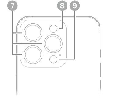 iPhone 15 Pro 的背面。後置相機、閃光燈和光學雷達掃描儀位於左上方。