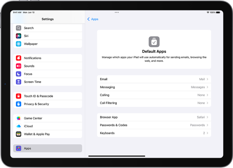 Change the default apps on iPad - Apple Support