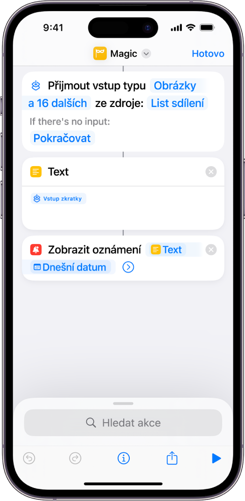 Ukázky proměnných v editoru zkratek