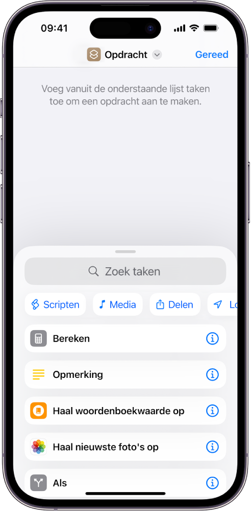 Lege opdrachteneditor op een iPhone.