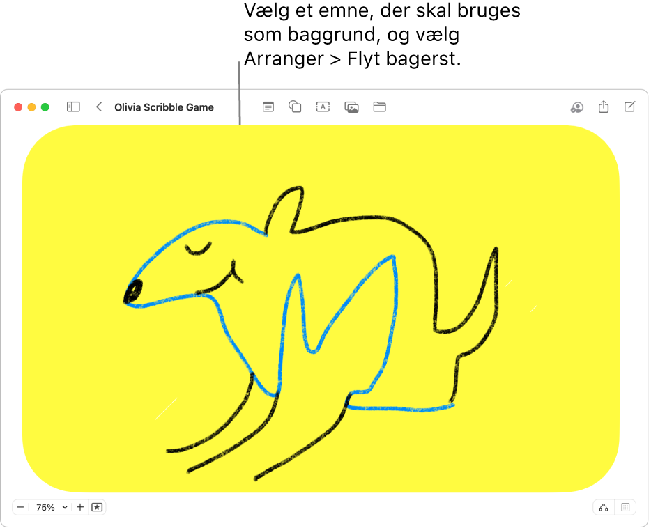 En åben Freeform-tavle med en baggrundsfigur bag flere individuelle emner.