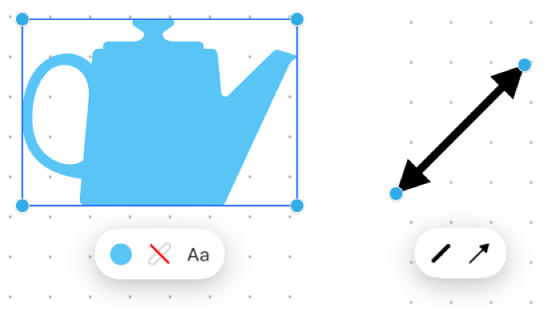 A shape and a line with the formatting tools.