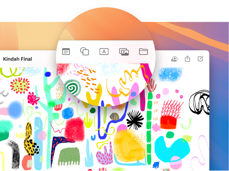 開いているフリーボードのボード。上部のツールが強調表示されています。