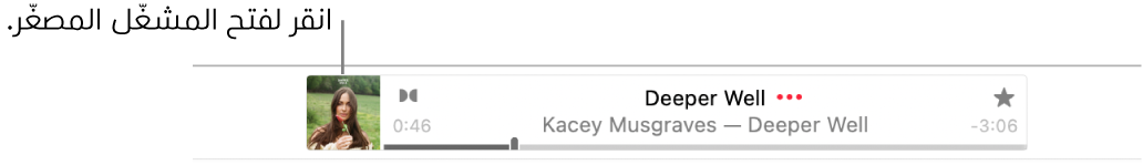 انقر على العمل الفني للألبوم على يمين الشعار لفتح المشغل المصغر.