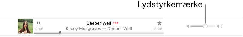 Mærket til justering af lydstyrke.