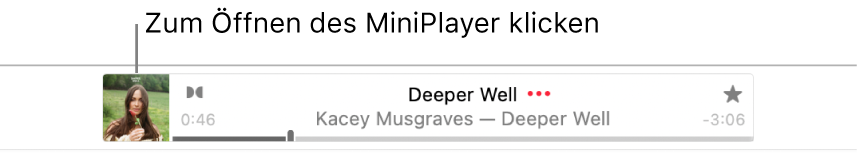 Klicke auf das Albumcover links neben dem Banner, um den MiniPlayer zu öffnen.