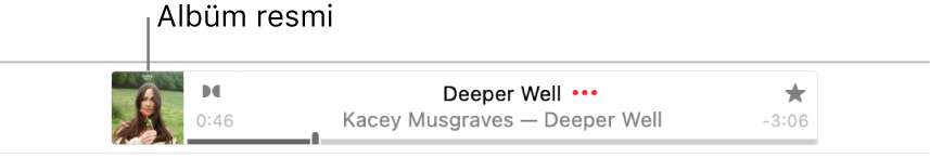 Başlığın solunda çalan bir parçayı gösteren albüm resmi.