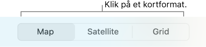 Knapperne Kort, Satellit og Net.