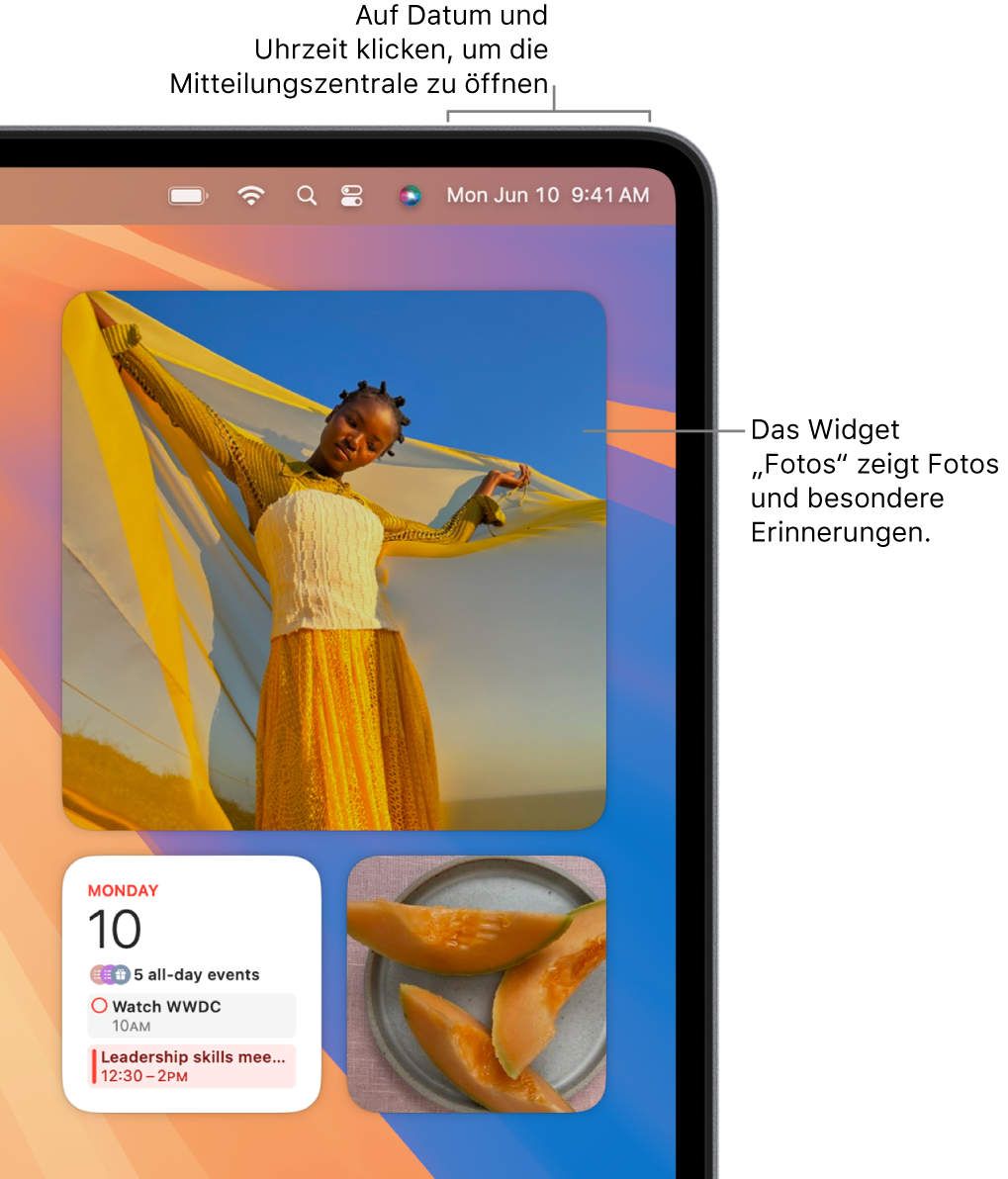 Das „Fotos“-Widget in der Mitteilungszentrale