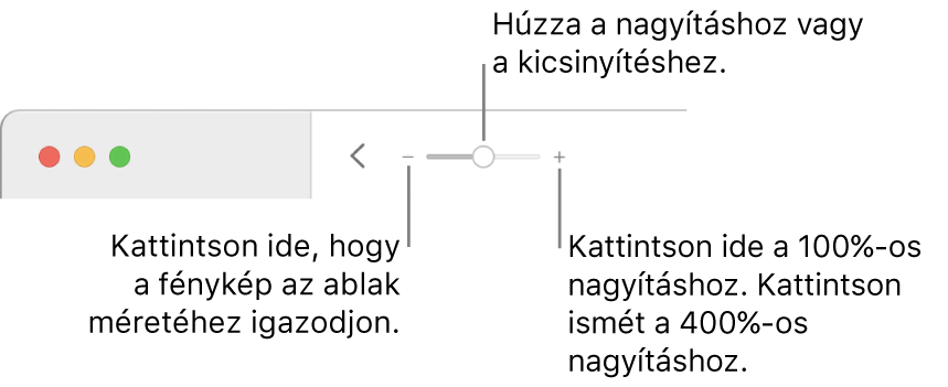 A méretezési vezérlőket megjelenítő eszközsor.