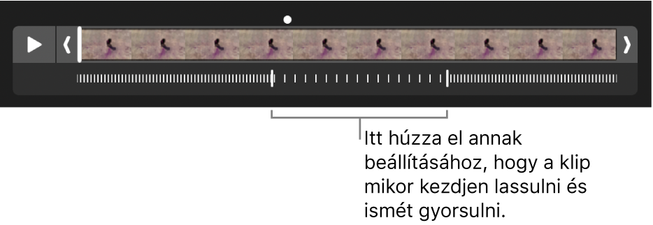 Egy lassított videó fogantyúkkal, amelyek elhúzásával beállíthatja, hogy hol lassuljon le és gyorsuljon fel a videó.