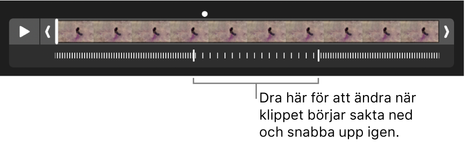 En video i slowmotion med handtag som du kan dra för att ändra var videon ska gå långsammare och var den ska gå snabbare igen.