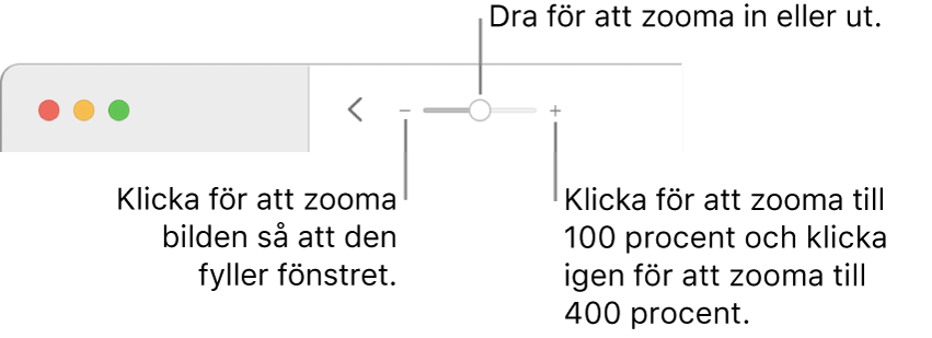 Verktygsfältet med zoomreglage.