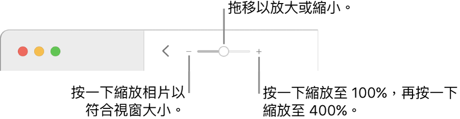 顯示縮放控制項目的工具列。