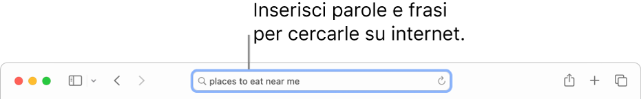 Il campo di ricerca smart di Safari, in cui puoi inserire parole o frasi da cercare su internet.