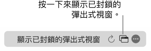 「智慧型搜尋」欄位包括顯示已封鎖的彈出式視窗的按鈕。