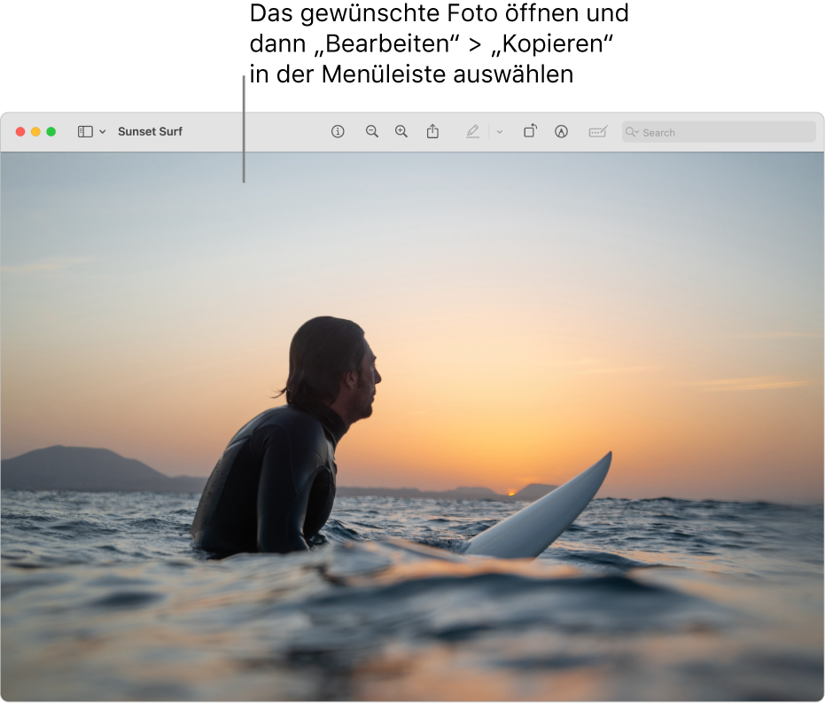 Die App „Vorschau“ zeigt ein zu kopierendes Bild an.