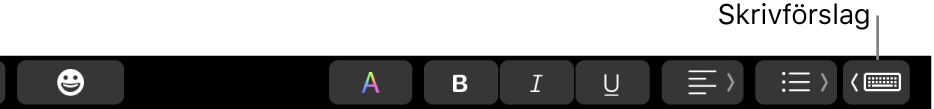 Skrivförslagsknappen i Touch Bar.