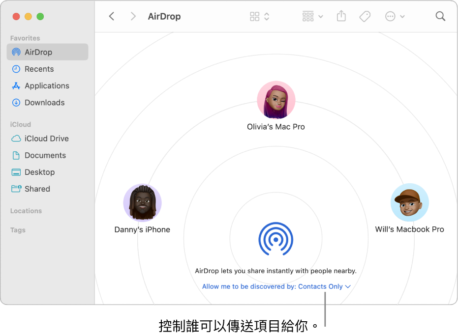 AirDrop 視窗。