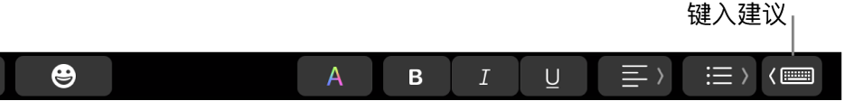 触控栏中的“键入建议”按钮。