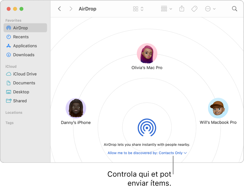 La finestra de l’AirDrop.