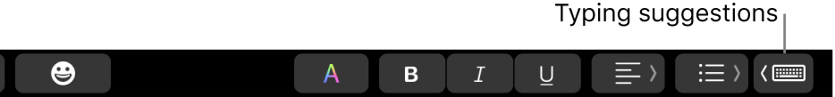 The Typing suggestions button in the Touch Bar.