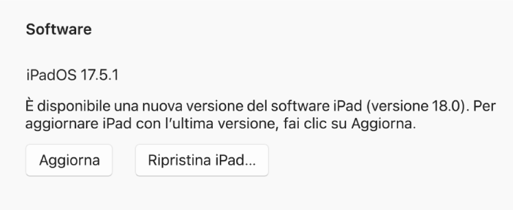 Il pulsante “Ripristina [dispositivo]” accanto al pulsante “Cerca aggiornamenti”.