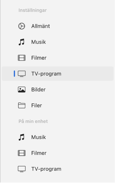 Sidofältet med TV-program markerat.