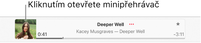 Minipřehrávač otevřete výběrem grafiky alba na levé straně přehrávacího okna