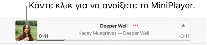 Επιλέξτε το εξώφυλλο στα αριστερά του παραθύρου αναπαραγωγής για να ανοίξετε το MiniPlayer.