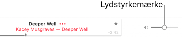 Lydstyrkemærket øverst til højre i Apple Music.