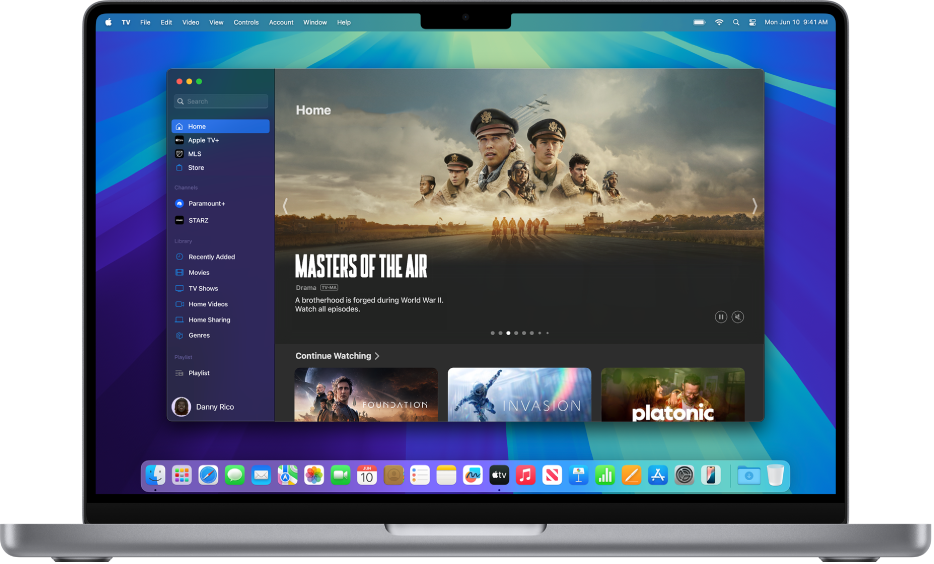 La finestra dell’app Apple TV che mostra Home.