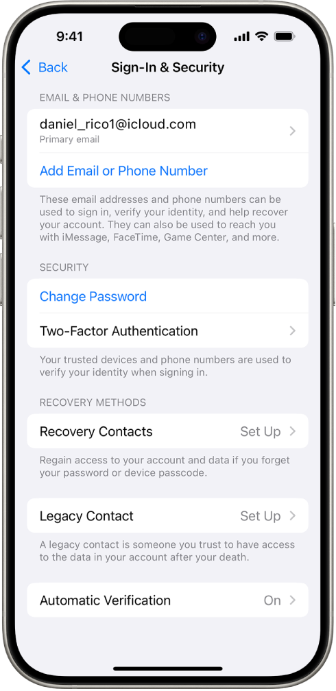 An iPhone screen showing two-factor authentication turned off.