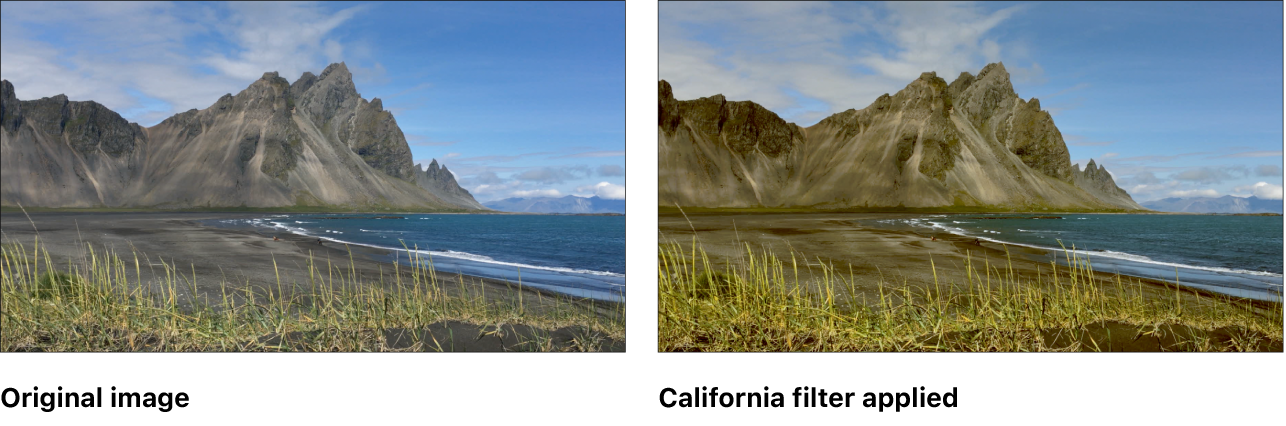 Canvas mit dem Effekt des Filters „Kalifornien“