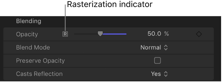 Rasterungsanzeiger im Informationsfenster „Eigenschaften“