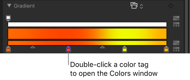 Etiqueta de color en el editor de gradación