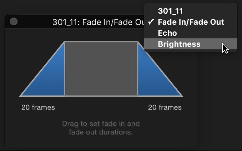 显示控制集选项的弹出式菜单的 HUD