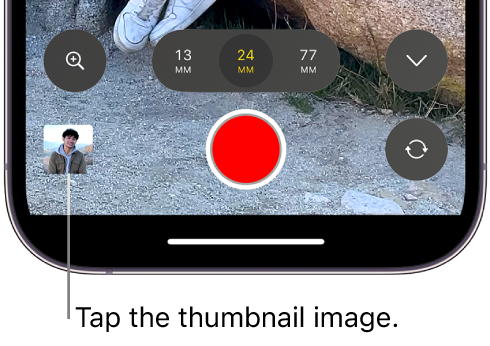 The thumbnail image at the bottom of the Final Cut Camera screen.