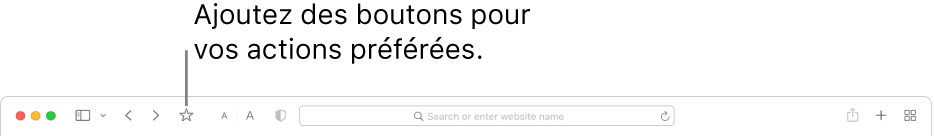 Une barre d’outils affichant un bouton que vous pouvez ajouter pour vos actions préférées.