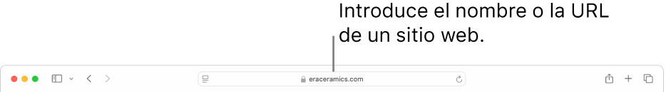 El campo de búsqueda inteligente de Safari, donde puedes escribir el nombre o la URL de un sitio web.