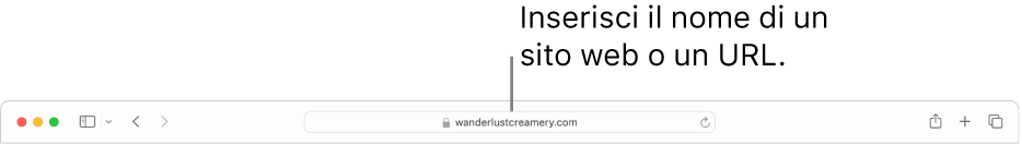 Il campo di ricerca smart di Safari, in cui puoi inserire il nome o l’URL di un sito web.