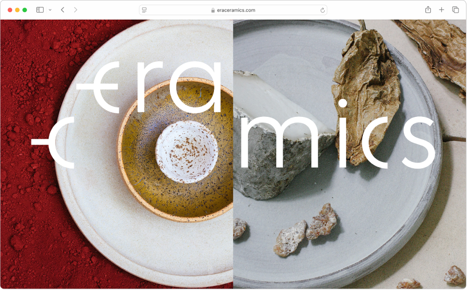 Et Safari-vindue, der viser et Era Ceramics-webstedet.