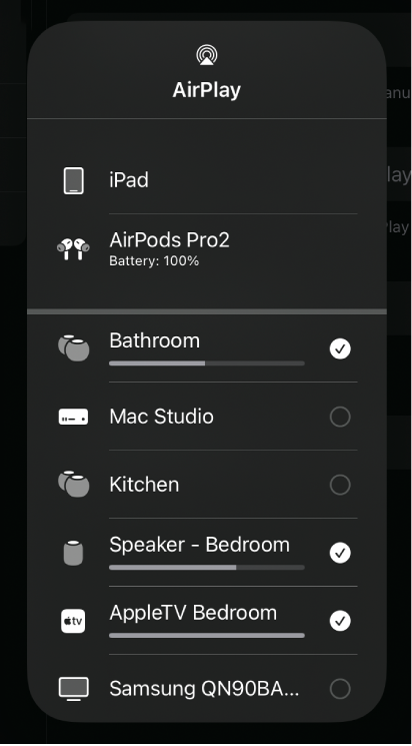 Figure. AirPlay dialog.