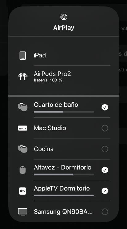 Ilustración. Cuadro de diálogo de AirPlay.